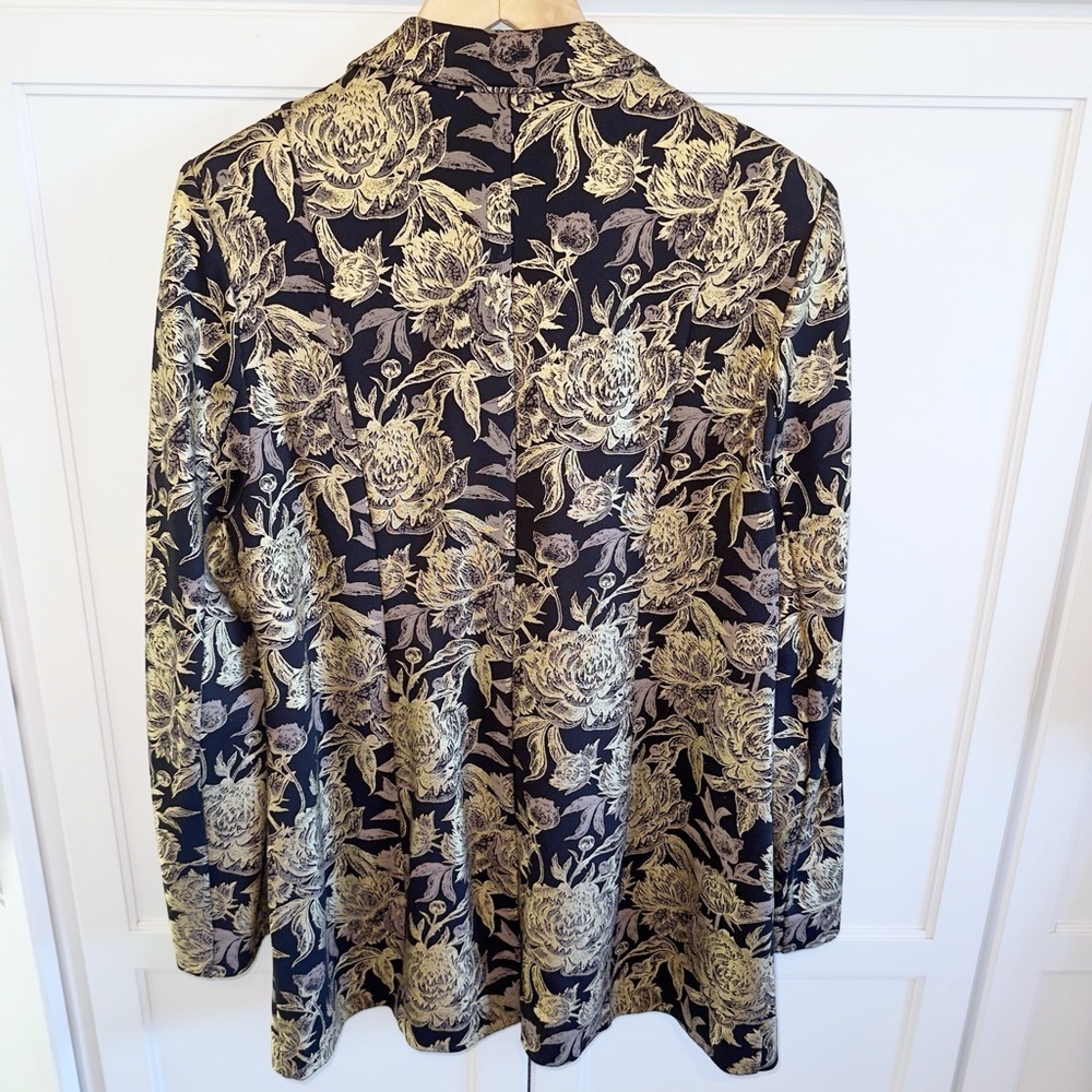 Soft Surroundings Moonstruck Metallic Gold Brocade Blazer Jacket Large Holiday - Picture 7 of 11